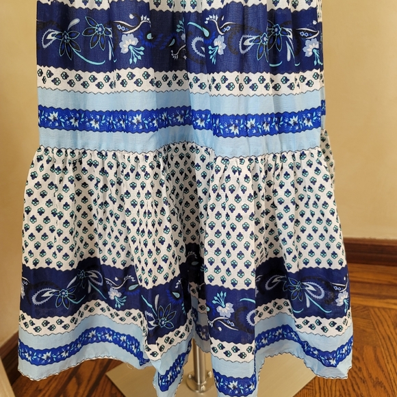 New! J Crew L Large Tiered skirt in blue ribbon block print NWT - Picture 7 of 13